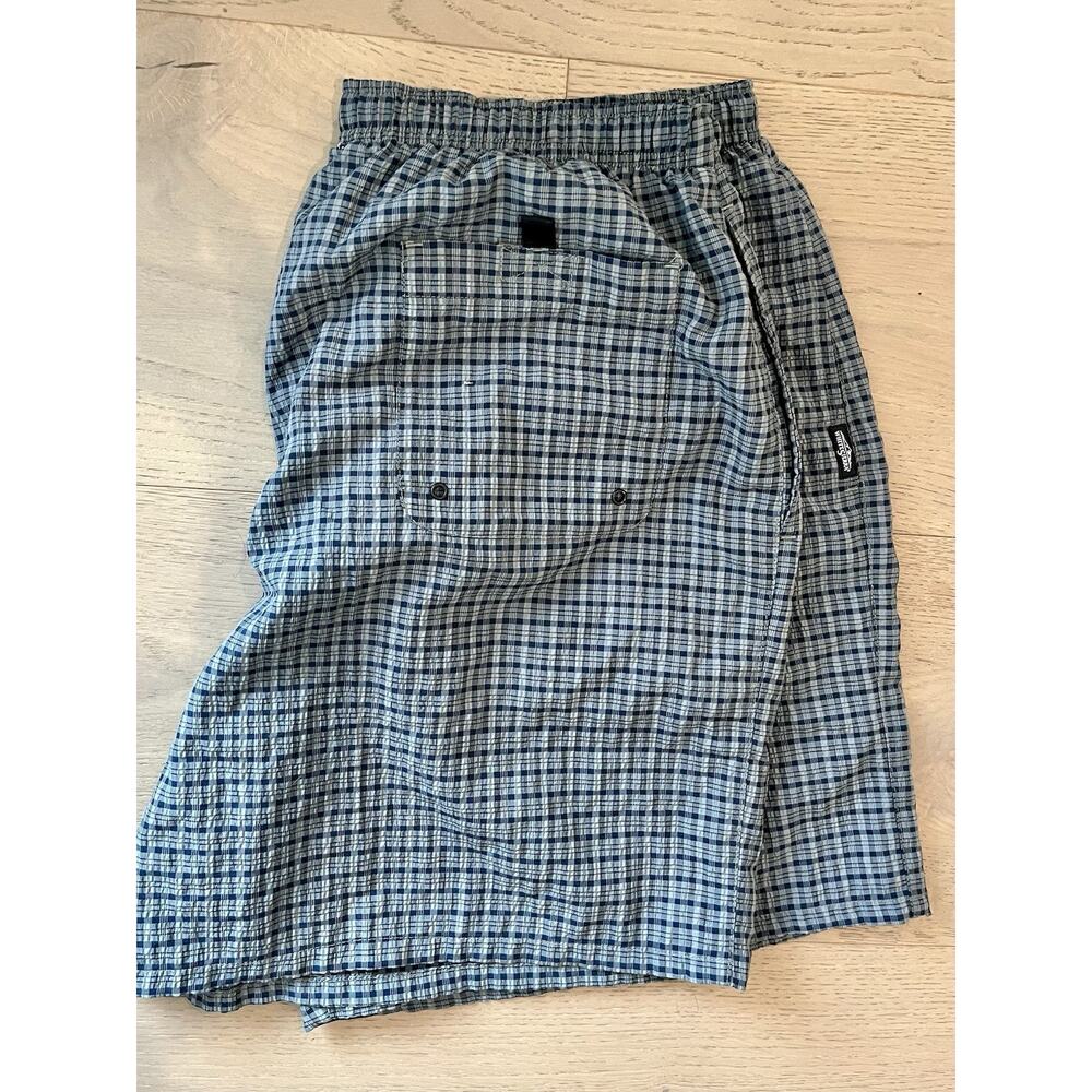 WHITE SIERRA Men's Blue/green Gingham Lined Swim Trunks XL